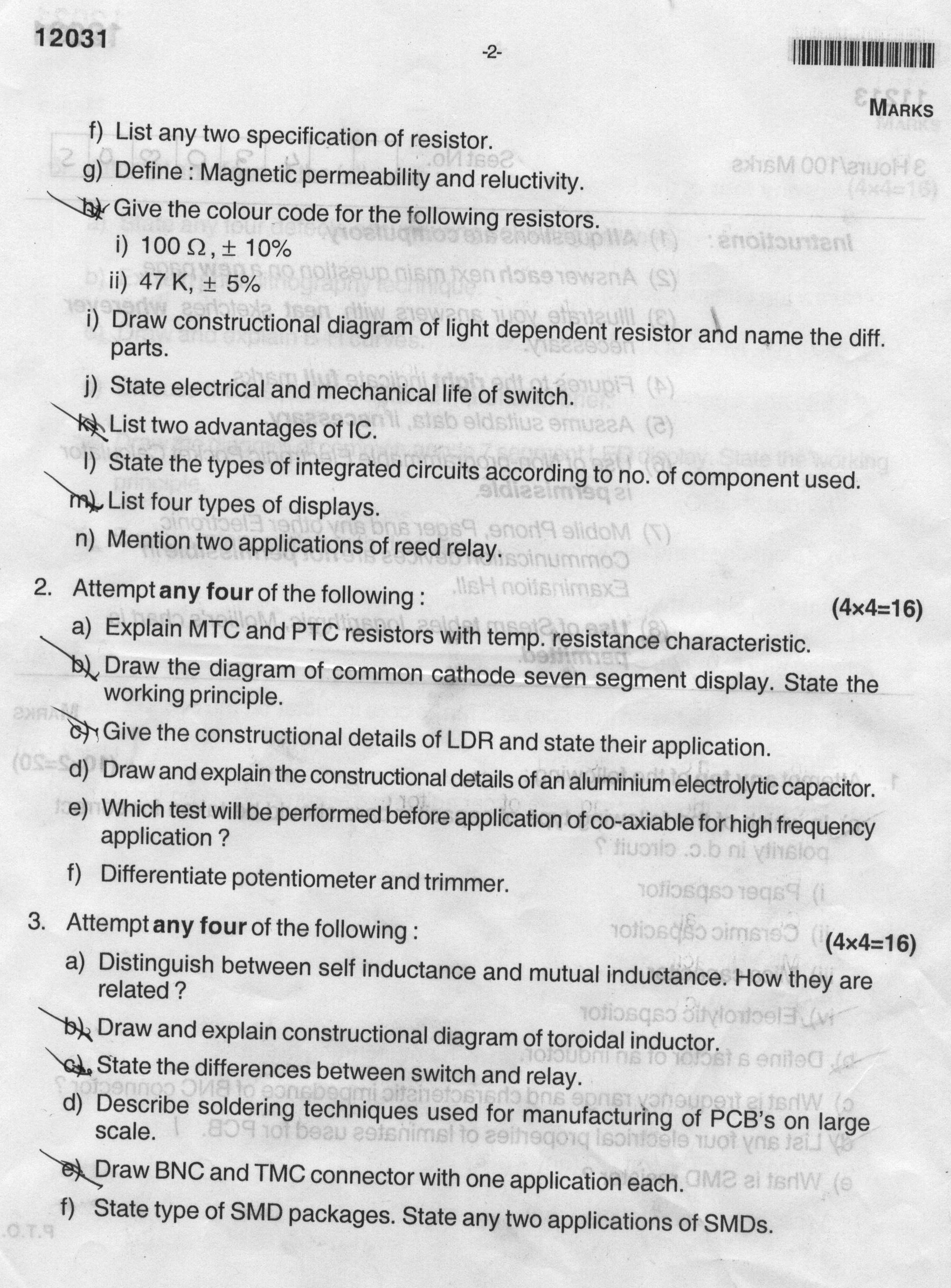 Maharashtra State Board Of Technical Education MSBTE Question Paper For ...