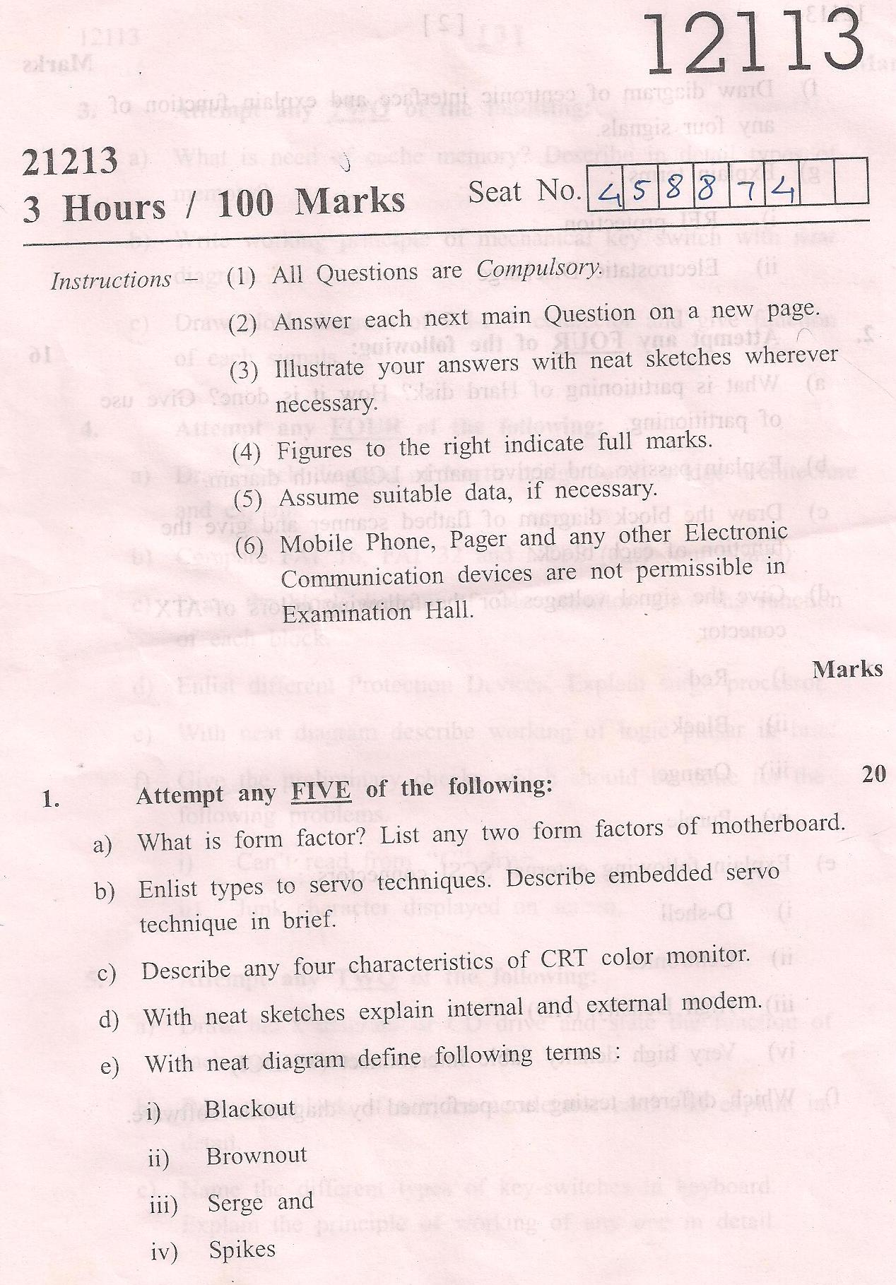 format questions for diploma 6